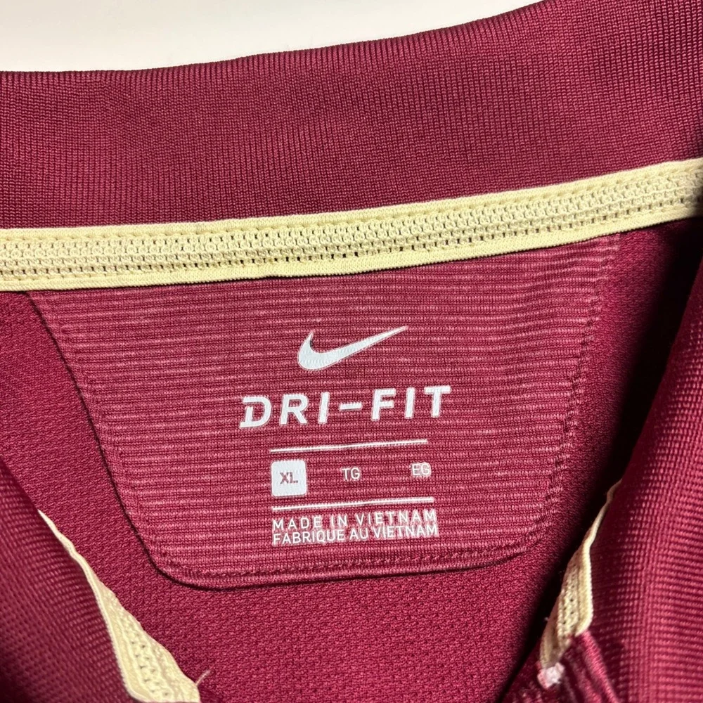 FSU Florida State‎ Seminoles Nike Dri Fit Men's L Maroon Black Polo Shirt NCAA